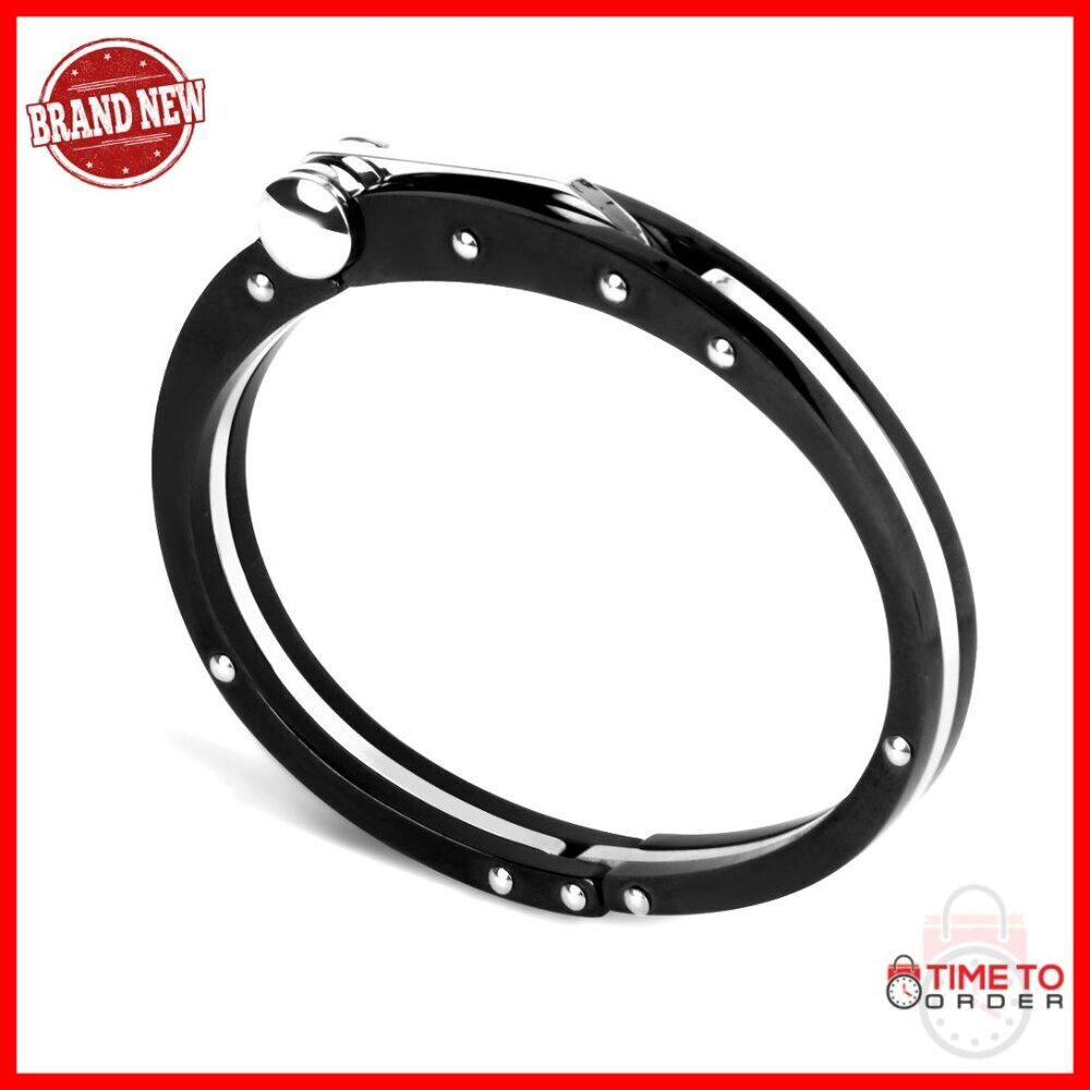 Stainless Steel Handcuff Bracelet Adjustable 8-9 Inch Modern Men's Jewelry